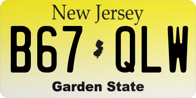 NJ license plate B67QLW