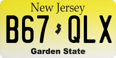 NJ license plate B67QLX