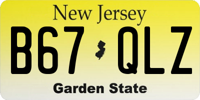 NJ license plate B67QLZ