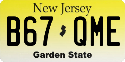 NJ license plate B67QME