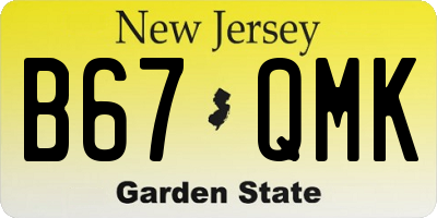 NJ license plate B67QMK