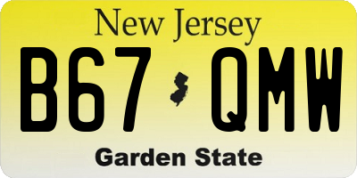 NJ license plate B67QMW