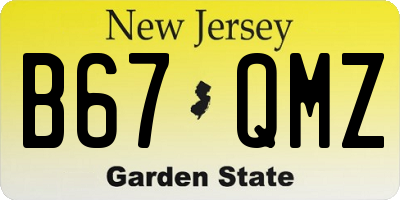 NJ license plate B67QMZ