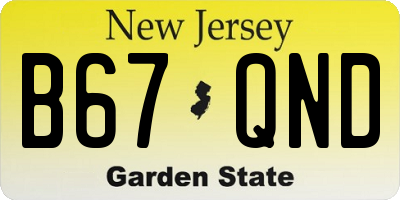 NJ license plate B67QND