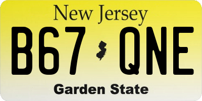 NJ license plate B67QNE
