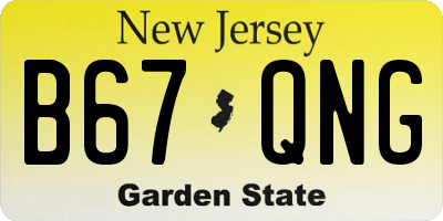NJ license plate B67QNG