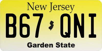 NJ license plate B67QNI