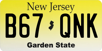 NJ license plate B67QNK