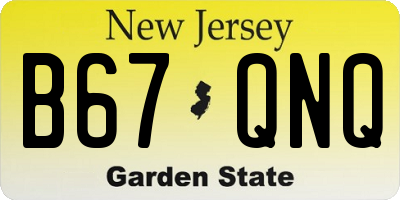 NJ license plate B67QNQ