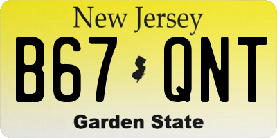 NJ license plate B67QNT
