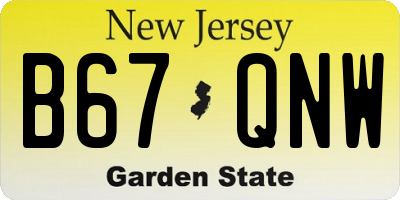 NJ license plate B67QNW