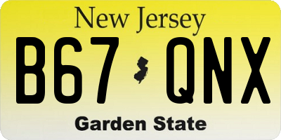 NJ license plate B67QNX