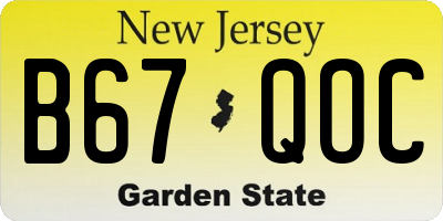 NJ license plate B67QOC