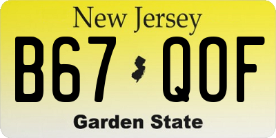 NJ license plate B67QOF