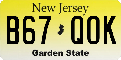 NJ license plate B67QOK