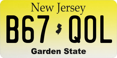 NJ license plate B67QOL