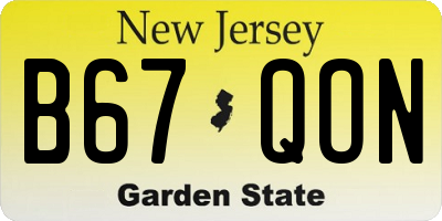 NJ license plate B67QON