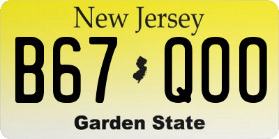 NJ license plate B67QOO