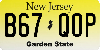 NJ license plate B67QOP