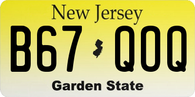 NJ license plate B67QOQ