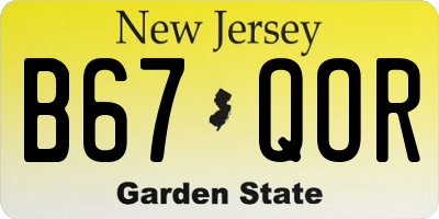 NJ license plate B67QOR