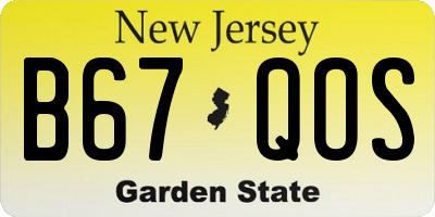 NJ license plate B67QOS