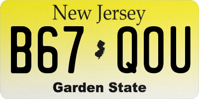 NJ license plate B67QOU