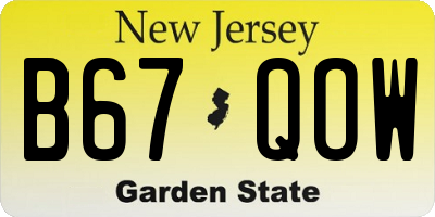 NJ license plate B67QOW
