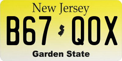 NJ license plate B67QOX