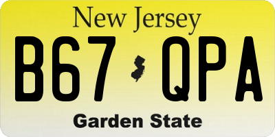 NJ license plate B67QPA