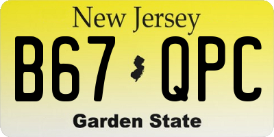 NJ license plate B67QPC
