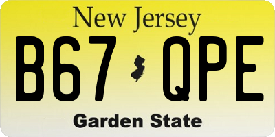 NJ license plate B67QPE
