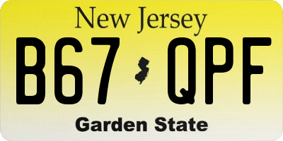 NJ license plate B67QPF