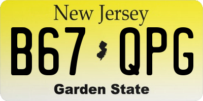 NJ license plate B67QPG