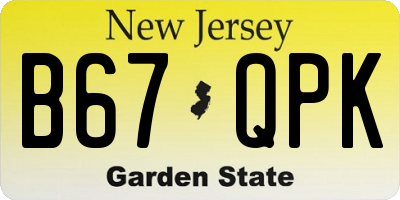 NJ license plate B67QPK