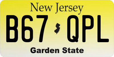 NJ license plate B67QPL