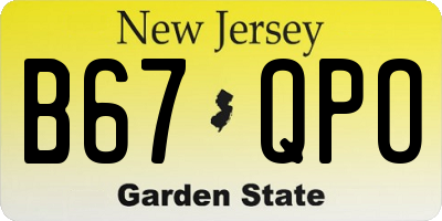 NJ license plate B67QPO