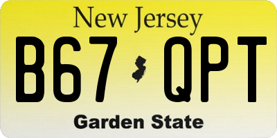 NJ license plate B67QPT