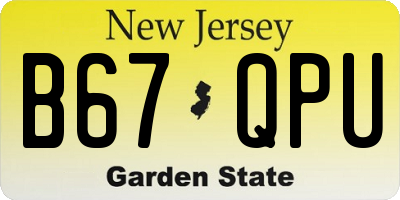 NJ license plate B67QPU