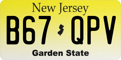 NJ license plate B67QPV