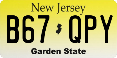 NJ license plate B67QPY