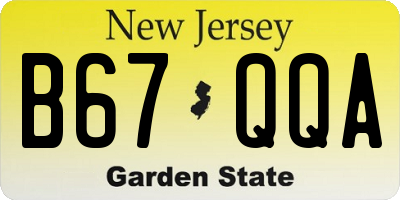 NJ license plate B67QQA