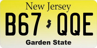 NJ license plate B67QQE