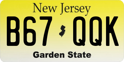 NJ license plate B67QQK