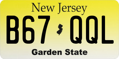 NJ license plate B67QQL