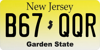 NJ license plate B67QQR