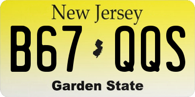 NJ license plate B67QQS