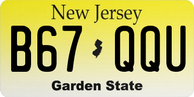 NJ license plate B67QQU