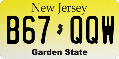 NJ license plate B67QQW
