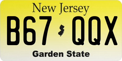 NJ license plate B67QQX